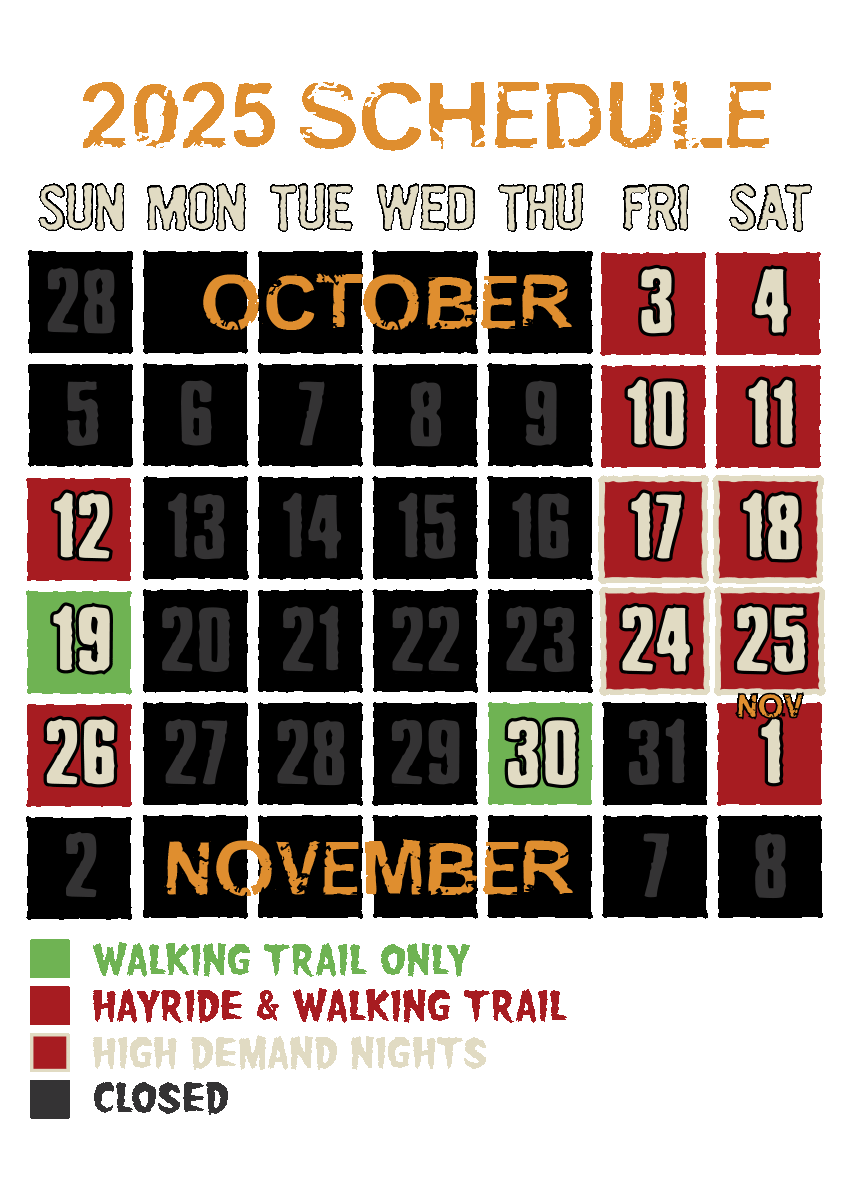 Calendar Schedule of Dates and Times of Operation